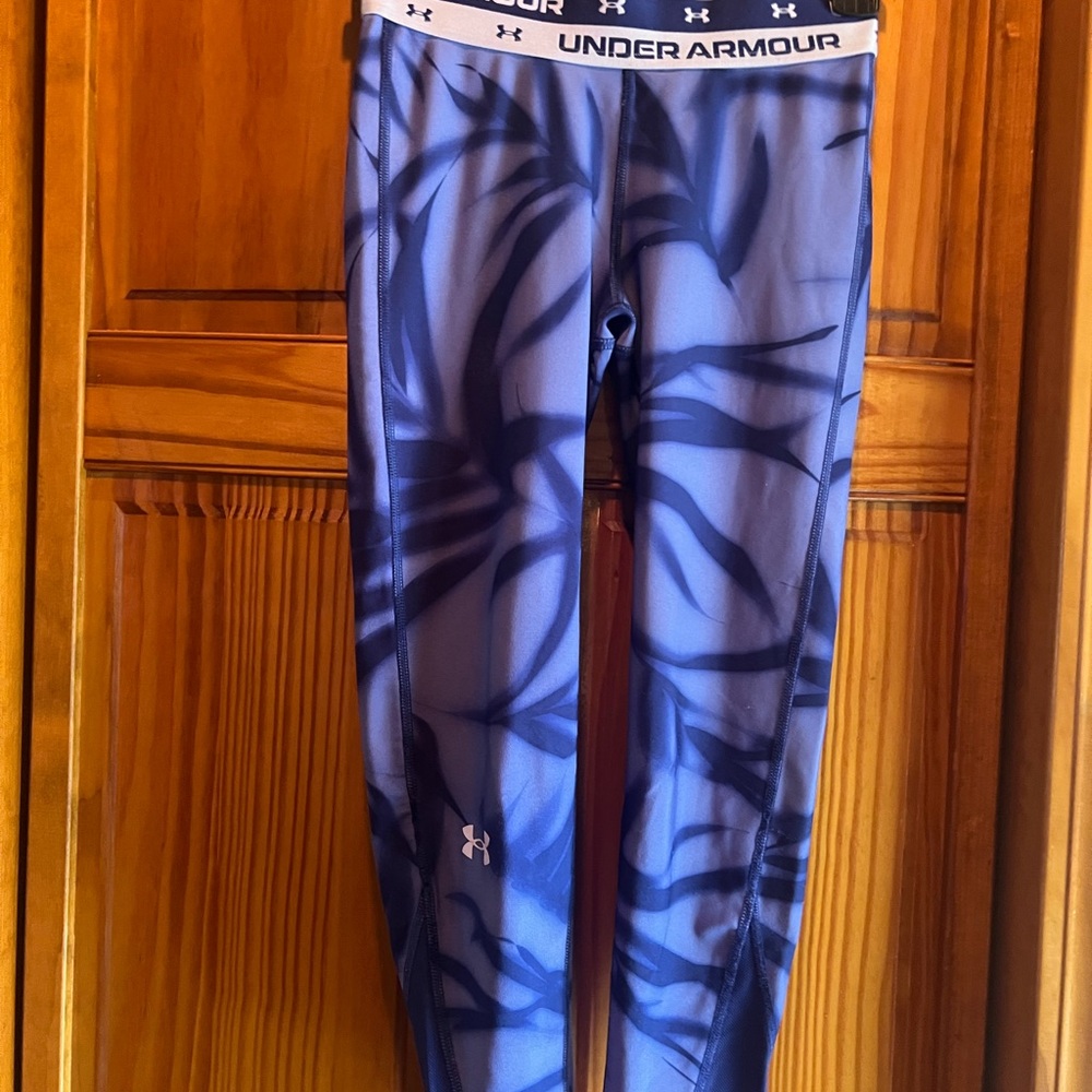 Under Armour Blue Patterned Compression Leggings Youth medium